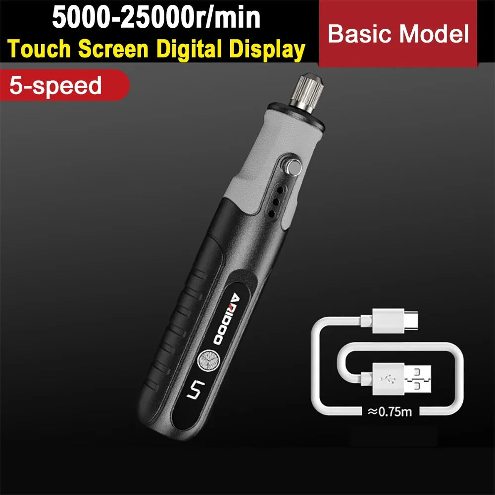 5-speed Regulation Touch Screen Cordless Electric Drill Mini Rotary Tool Grinder Wireless Hand Drill Kit Tools Engraving Set