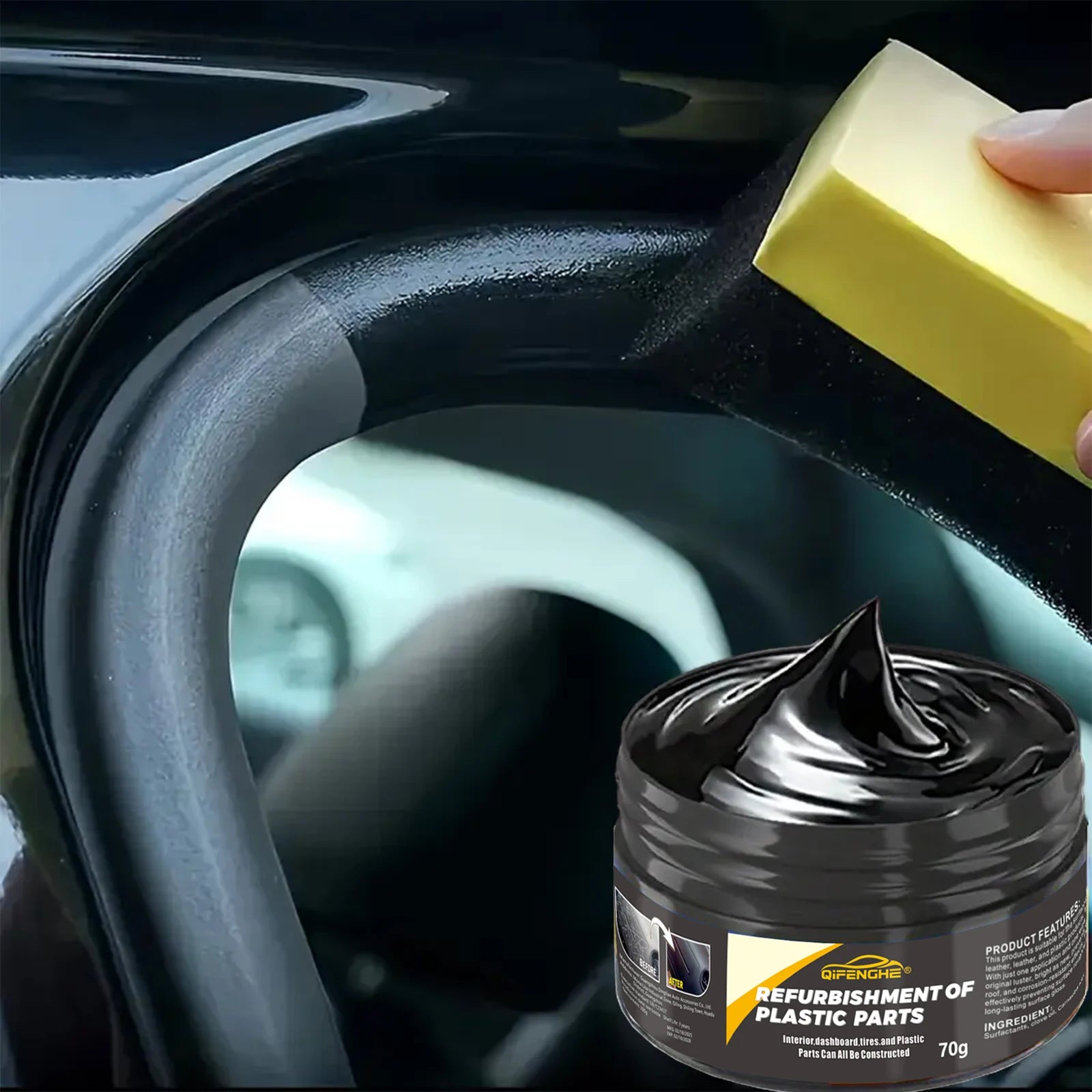 Automotive plastic repair agent-interior and exterior plastic polishing wax, scratch repair anti-aging cream, suitable for tires