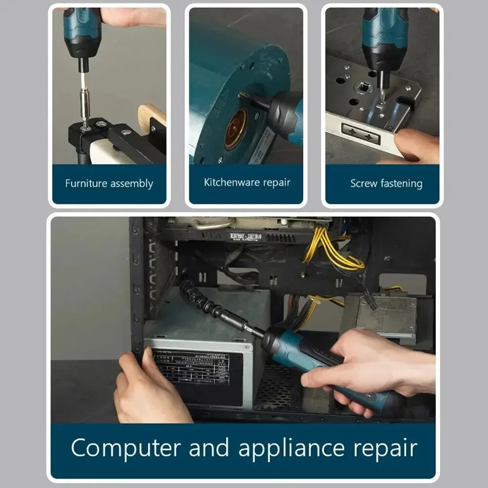 Mini Cordless Electric Screwdriver 1300mah Rechargeable Adjustment Multi-function Power Drill Disassembly Torque Repair Tools