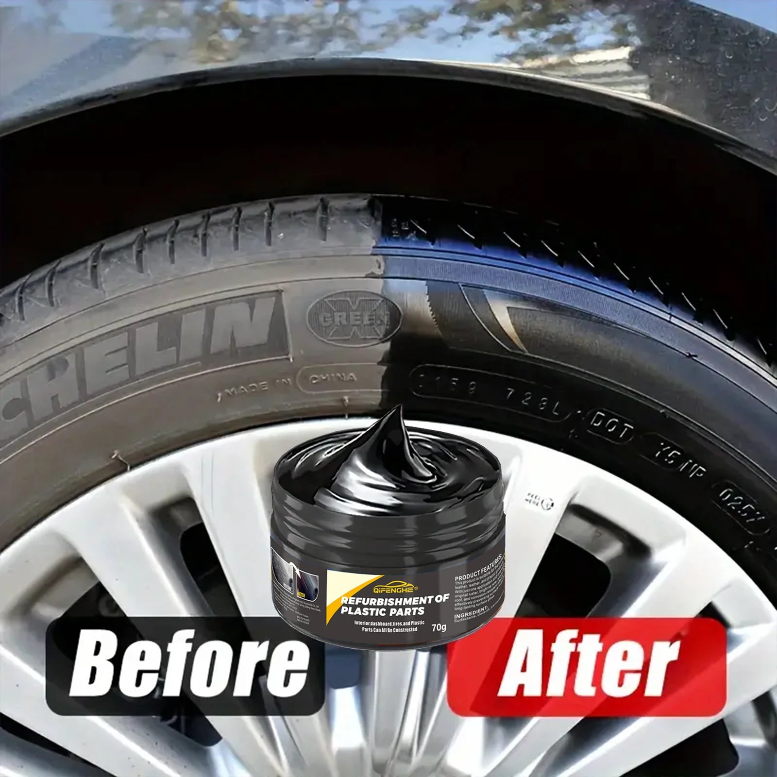 Automotive plastic repair agent-interior and exterior plastic polishing wax, scratch repair anti-aging cream, suitable for tires