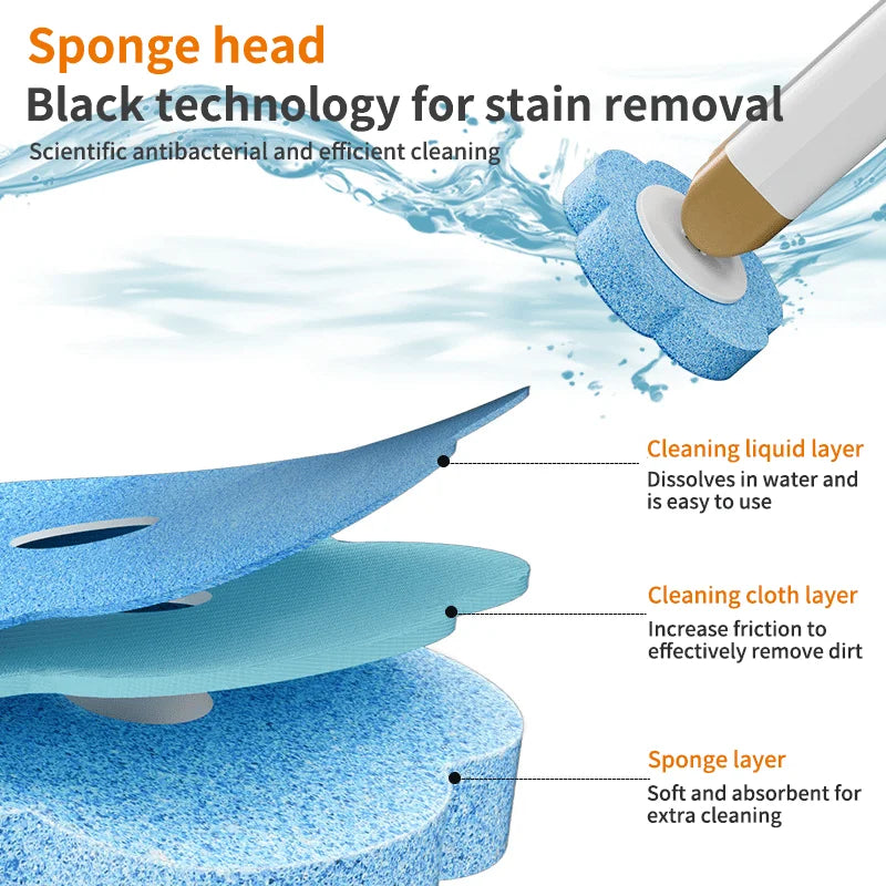 Disposable Toilet Brush Set with Replacement Heads Long Handle Automatic Lid Cleaner Brush Bathroom Hygiene Cleaning Tool Kit