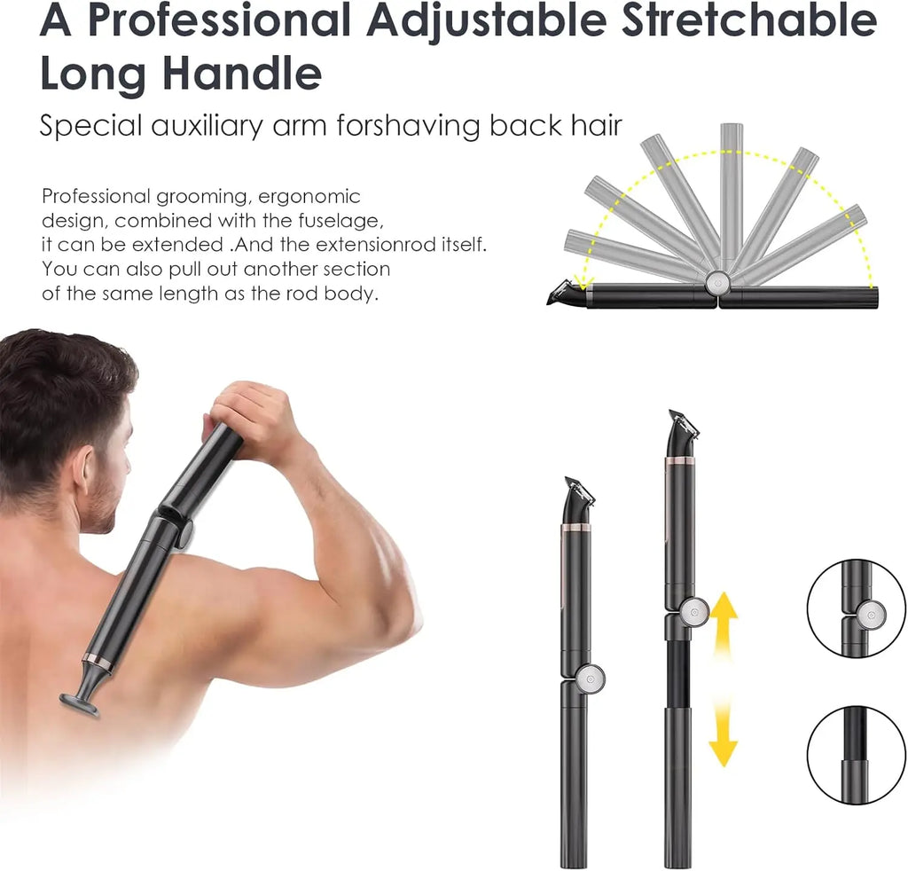 Kemei Mens Electric Back Shaver Body Grooming kit Body Hair Trimmer Facial,Arm,Chin Beard Trimmer