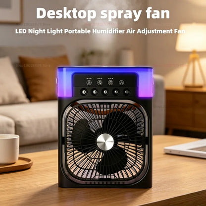 3 in 1 Portable Air Cooler Fan Humidifier Night Light USB Mist Maker Mini Air Conditioner for Bedroom Office Home Appliance