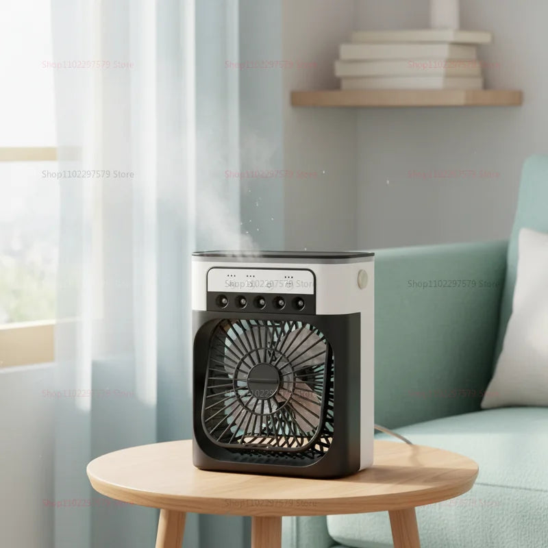 3 in 1 Portable Air Cooler Fan Humidifier Night Light USB Mist Maker Mini Air Conditioner for Bedroom Office Home Appliance